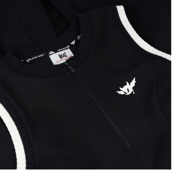 WAAC Win At All Costs! NWT Golf Soft Shell 1/2 Zip Dress M Black White Deadstock - Picture 5 of 16